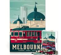Póster turístico de Melbourne,Rompecabezas de 1000 Piezas para Adolescentes Agudiza la Memoria,Alivia el estrés,Divertido,Bordes limpios, (38x52cm)
