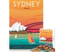 Póster turístico de Sídney, Rompecabezas de 1000 Piezas para Adultos, Agilidad Mental, Ocio Relajado, unión Segura, cálido, (50x75cm)