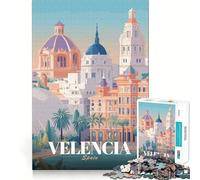 Póster turístico de Valencia,España Rompecabezas para Adultos de 1000 Piezas Desarrolla la Memoria y es Divertido Corte de Alta precisión Fácil de Aprender Disfrute en Familia (38x26cm)