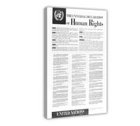 Póster universal de la Declaración de Derechos Humanos de la ONU para dormitorio, lienzo decorativo para pared, oficina, habitación, decoración estética, marco de regalo, 30 x 45 cm