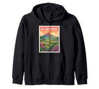 Póster Viaje Vintage El Salvador Camino Volcán Sudadera con Capucha