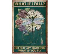 Póster vintage "Cariño, ¿qué pasaría si volaras?", arte de pared Secor, regalo para amantes de la naturaleza, libélulas, flores, jardinero de rosas, lienzo, galería, envuelto, enmarcado, idea