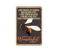 Póster vintage con texto en inglés "I See Trees Of Green Red Roses Too I See Them Bloom For Me You And I Think To Myself", cartel de estaño para hogar, tienda retro, cafetería, 20,3 x 30,5 cm, aspecto