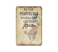 Póster vintage con texto en inglés "In The Morning When I Ride Give Me Jesus" para baño, hogar, jardín, tienda retro, cafetería, 20,3 x 30,5 cm, aspecto retro, póster de metal para decoración de pared