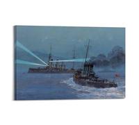 Póster vintage de acorazado 1904 02 09 Port Arthur, destructor Kaisumi Attacks Cruiser Pallada, póster decorativo de lienzo para pared e impresión artística moderna para decoración de dormitorio