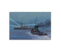 Póster vintage de acorazado 1904 02 09 Port Arthur, destructor Kaisumi Attacks Cruiser Pallada, póster decorativo de lienzo para pared e impresión artística moderna para decoración de dormitorio