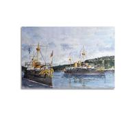 Póster vintage de acorazado de 1898 de Santiago de Cuba - Vizcaya con diseño de cruceros blindados, pintura decorativa en lienzo, pósteres de pared e imagen artística moderna para decoración de