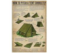 Póster vintage de aluminio con texto en inglés "Knowledge How to Pitch A Tent Correctly", 30,5 x 40,6 cm, decoración de pared
