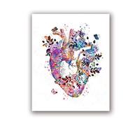 Póster Vintage de anatomía del corazón humano, impresiones de órganos médicos, arte de acuarela, lienzo, pintura, para decoración de pared de oficina de médicos Sin marco ( Size : 60x80 cm No Frame )