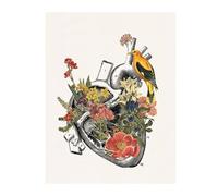 Póster Vintage de anatomía humana, órganos florales médicos botánicos, corazón, pulmón, lienzo, pintura artística impresa, decoración pared(G-No frame,5x8cm-2x3in)