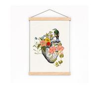 Póster Vintage de anatomía humana, órganos florales médicos botánicos, lienzo corazón y pulmón, pintura artística impresa, decoración pared, regalos navidad(A-With frame,5x8cm-2x3in)