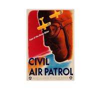 Póster vintage de avión de la Patrulla Aérea Civil Avión Piloto Esfuerzo de Guerra Avión Americano Póster Decoración de Dormitorio Lienzo Decoración Estética Regalo Sin Marco