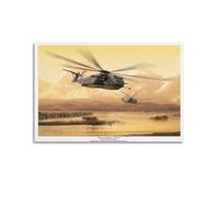 Póster vintage de aviones militares MH-53, dragones marinos, helicóptero de carga pesada, póster decorativo de lienzo para pared e impresión artística moderna de decoración de dormitorio familiar, 20