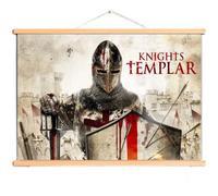 Póster vintage de caballeros templarios, pintura de pergamino de madera maciza, decoración medieval de caballero cruzado para arte de pared, tabla de pared de soldados cristianos, decoración del