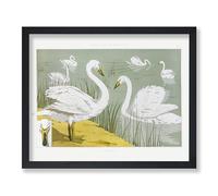 Póster Vintage de Cisnes Salvajes Blancos, Lienzo Retro de Naturaleza, Arte de Cisnes, Decoración Elegante para Dormitorio, Habitación Infantil, Casa del Océano o Lago, Arte para Pared Sin Marco
