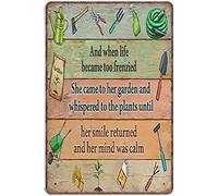 Póster vintage de "Cuando la vida se volvió demasiado frenética, ella vino a su jardín", "Amante de los jardines, mamá de las plantas, amor por la jardinería", letrero de metal de aluminio de 8 x 6 p