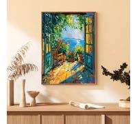 Póster vintage de Henri Matisse con paisaje de ventana abierta, impresión en lienzo, arte de pared para decoración de sala de estar (40 x 50 cm/sin marco).