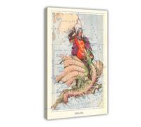 Póster vintage de Inglaterra con mapa de San Jorge matando al dragón de 1912, póster para dormitorio, decoración de pared, oficina, habitación, decoración estética, regalo