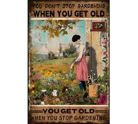 Póster vintage de jardín: "No dejas de cultivar un huerto cuando envejeces". Letrero de metal y aluminio de 20 x 30 cm. Decoración de pared.