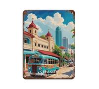 Póster vintage de la ciudad de Cebú, letrero de metal vintage para pub, club, cafetería, bar, decoración de pared del hogar, póster retro de 30 x 40 cm