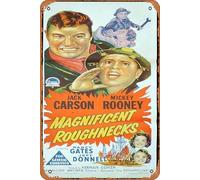 Póster vintage de la película MAGNIFICENT ROUGHNECKS Richardson Studio, Mickey Rooney, cartel de la película Daybill, cartel de estaño, retro de película antigua, póster de metal, letrero de TV, bar