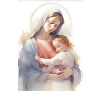 Póster Vintage De La Santísima Virgen María Con El Niño, Con Oración Cristiana Católica, Impresiones En Lienzo, Pintura, Arte De Pared, Imagen Para Decoración Del Hogar, Tamaño A8 21X30Cm Sin Marco