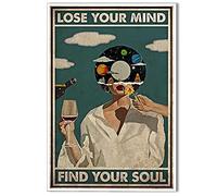 Póster vintage de Lose Your Mind Find Your Soul con cita de salud mental, lienzo para pared, póster triple, pintura abstracta para decoración de pared para dormitorio, baño, 16 x 24 pulgadas, sin