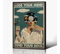 Póster vintage de Lose Your Mind Find Your Soul Maximalist Wall Art de 16 x 24 pulgadas, marco negro, retro, mediados de siglo, moderno, decoración de habitación, salud mental, lienzo impreso para