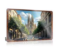 Póster vintage de Man Cabe Decor | Sagrada Familia de Barcelona: una majestuosa arquitectónica Marvel Americana, arte decorativo de pared listo para colgar en la tienda (30 x 40 cm)