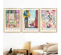 Póster vintage de Matisse, exposición de paisajes de mediados de siglo, impresiones, arte de pared, lienzo, pintura, imagen para sala de estar, decoración del hogar, 70 x 100 cm, 3 piezas sin marco