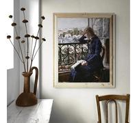 Póster vintage de mujer leyendo en lienzo, impresión de retrato de mujer antigua, decoración rústica de pared (80 x 120 cm/sin marco)