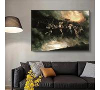 Póster vintage de Peter Nicolai Arbo, "La caza salvaje de Odín", reproducción de pintura antigua, lienzo impreso, arte de pared, decoración del hogar (40 x 60 cm, sin marco)