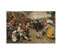 Póster vintage de Pieter Bruegel The Elder - Baile de granero - Póster de lienzo para decoración de pared, pinturas para sala de estar, dormitorio, decoración sin marco: 40 x 60 cm
