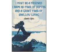 Póster vintage de sirena sin miedo a las profundidades y una vida superficial. Decoración de pared, regalo para niñas, amantes de los cuentos de hadas, lienzo marino, galería, envuelto, enmarcado