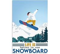 Póster vintage de Snowboard Life Is Better, decoración de pared, placa de metal, 20,3 x 30,5 cm