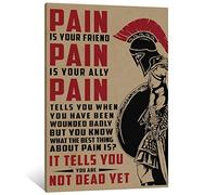 Póster vintage de Spartan Hoplite Pain Is Your Friend, póster de armadura espartana, arte de soldado griego antiguo, póster motivacional, arte de pared de empoderamiento, decoración de sala de estar,