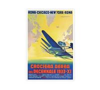Póster vintage de viaje de aviación de Roma Chicago New York, póster de lona para decoración de dormitorio, oficina, habitación, regalo, 8 pulgadas de largo x 12 pulgadas de ancho