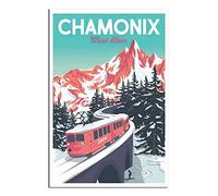 Póster vintage de viaje de Chamonix Mont Blanc - Póster decorativo en lienzo para oficina y dormitorio familiar, póster decorativo de regalo para decoración de pared, 30 x 45 cm