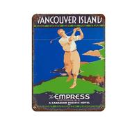 Póster vintage de viaje de la isla de Vancouver de golf, letrero de metal vintage para pub, club, cafetería, bar, decoración de pared del hogar, póster retro de 30 x 40 cm