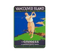 Póster vintage de viaje de la isla de Vancouver de golf, letrero de metal vintage para pub, club, cafetería, bar, decoración de pared del hogar, póster retro de 30 x 40 cm