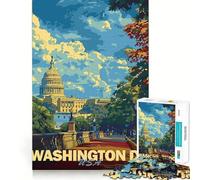 Póster Vintage de Washington DC Rompecabezas de 1000 Piezas para Adolescentes Recuerda la diversión Juego Ajustado Sin Huecos Actividad Nocturna Familiar Divertida (38x26cm)