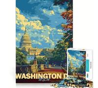 Póster Vintage de Washington DC Rompecabezas de 1000 Piezas para Adultos Juego de Memoria Cerebral Encaje Espacios Actividad Relajante para un Descanso Mental (38x52cm)