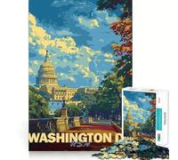 Póster Vintage de Washington DC Rompecabezas de 1000 Piezas para Adultos Juego de Memoria Divertido componentes Resistentes y de Corte Limpio aliviar el estrés (50x75cm)