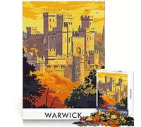 Póster Vintage del Castillo de Warwick para Adolescentes, 1000 Piezas, para desarrollar la Inteligencia y la Habilidad Un Escape Tranquilo y Limpio (50x75cm)