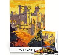 Póster Vintage del Castillo de Warwick, Rompecabezas de 1000 Piezas para Adolescentes, Desarrollo de la lógica, recreación Tranquila, Bordes definidos, Regalo Memorable (38x26cm)