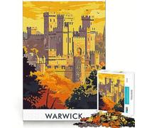 Póster Vintage del Castillo de Warwick Rompecabezas de 1000 Piezas para Adultos Juguete Que desafía la Mente Corte preciso alineación Actividad Divertida para Toda la Familia (50x75cm)