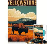 Póster Vintage del Parque Nacional de Yellowstone Rompecabezas de 1000 Piezas para Adultos Juego Que estimula la Mente Superficie Lisa y sin Rebabas Un pasatiempo Fascinante para los Momentos de Ocio