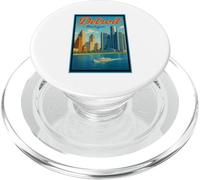 Póster vintage del río de la ciudad de Detroit Michigan Mi Art Graphic PopSockets PopGrip para MagSafe