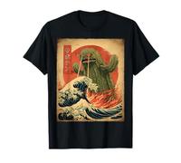 Póster Vintage japonés de Monstruo Kaiju de Cactus suculentas Camiseta