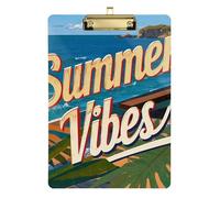 Póster vintage Summer Vibes Social Worker portapapeles de plástico para profesores, enfermería, mesas para escribir, tamaño 9 x 12 pulgadas